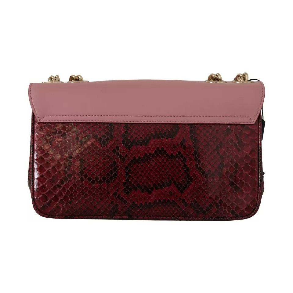 Dolce & Gabbana Pink Red Exotic Skins Gold Chain Purse LUCIA Leather Bag Dolce & Gabbana