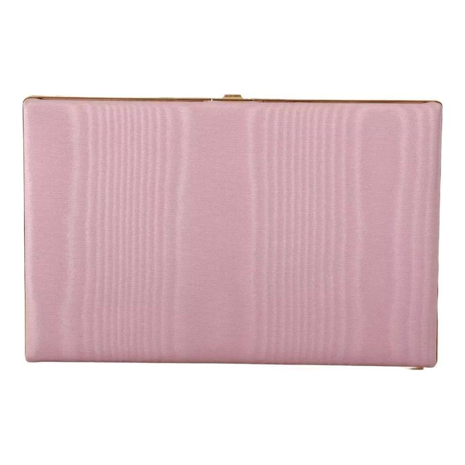 Dolce & Gabbana Pink Silk Gold Frame Clutch Evening Party Purse Bag Dolce & Gabbana