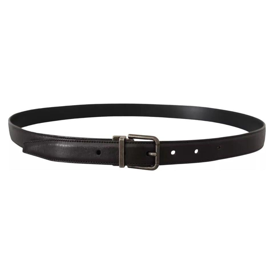 Dolce & Gabbana Black Calf Leather Vintage Logo Metal Buckle Belt Dolce & Gabbana