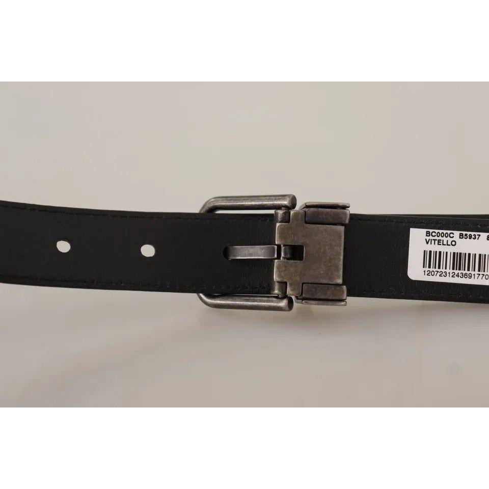 Dolce & Gabbana Black Calf Leather Vintage Logo Metal Buckle Belt Dolce & Gabbana