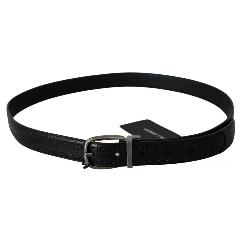 Dolce & Gabbana Black Leather Silver Metal Buckle Classic Belt Dolce & Gabbana