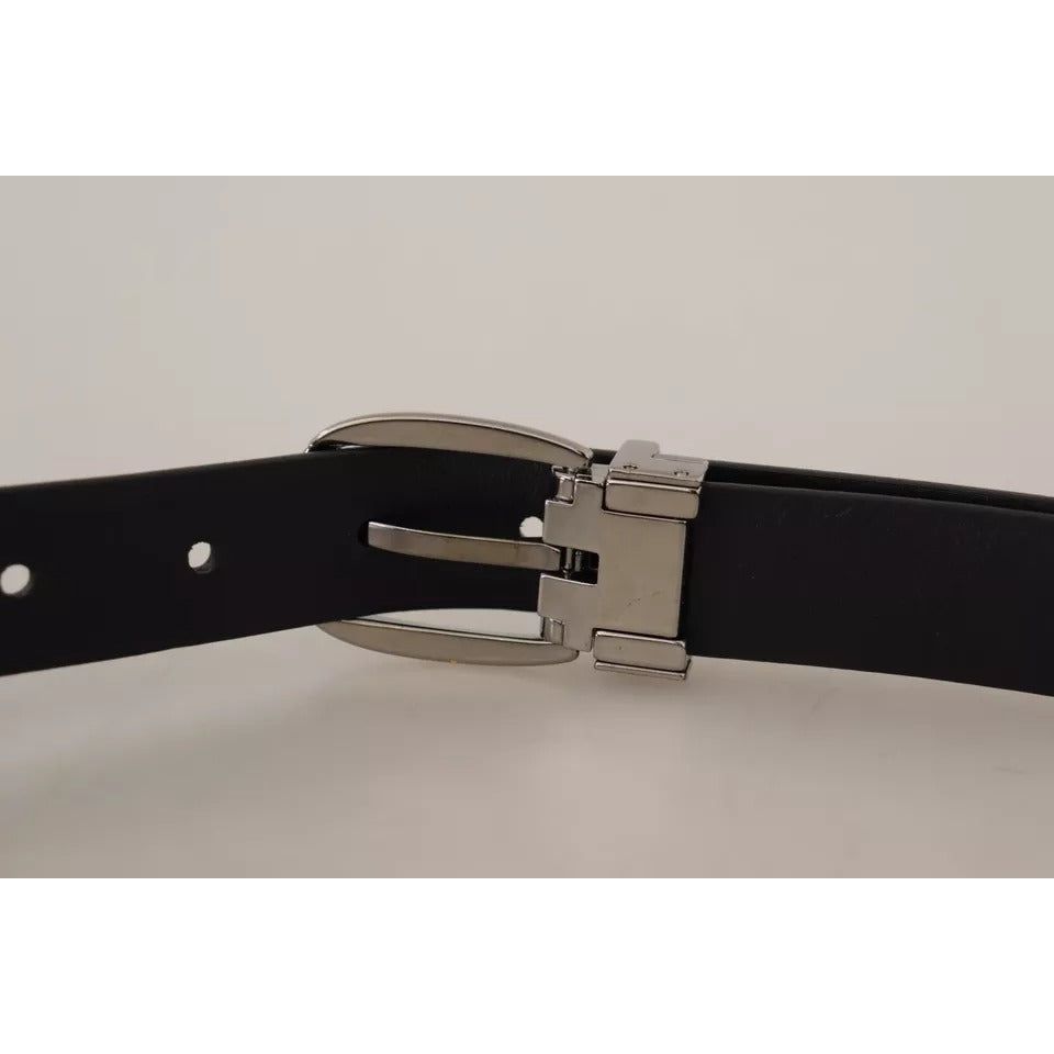 Dolce & Gabbana Black Classic Leather Chrome Metal Buckle Belt Dolce & Gabbana