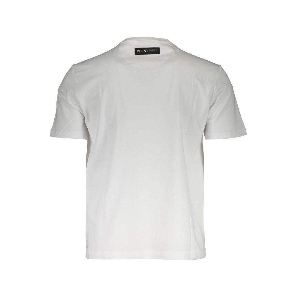 Plein Sport Crisp White Cotton Crew Neck Tee with Print Plein Sport