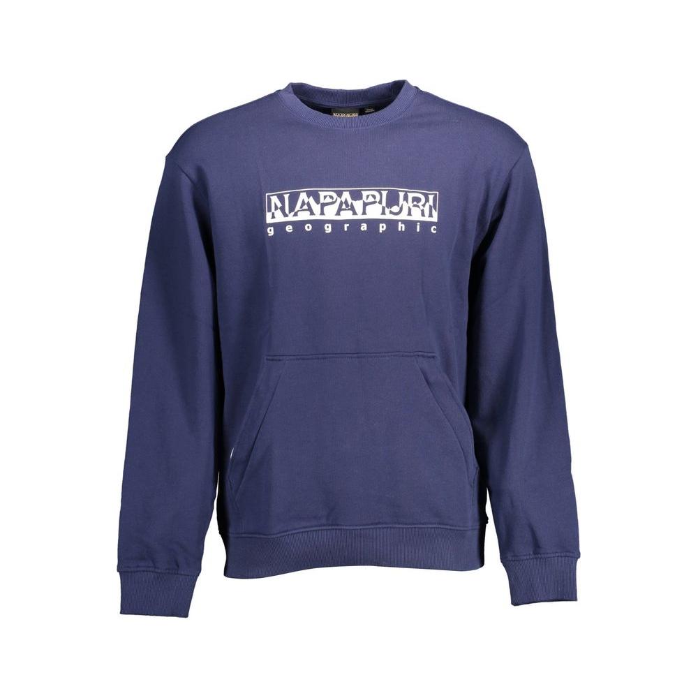 Napapijri Chic Blue Cotton Sweatshirt with Zip Pocket Napapijri