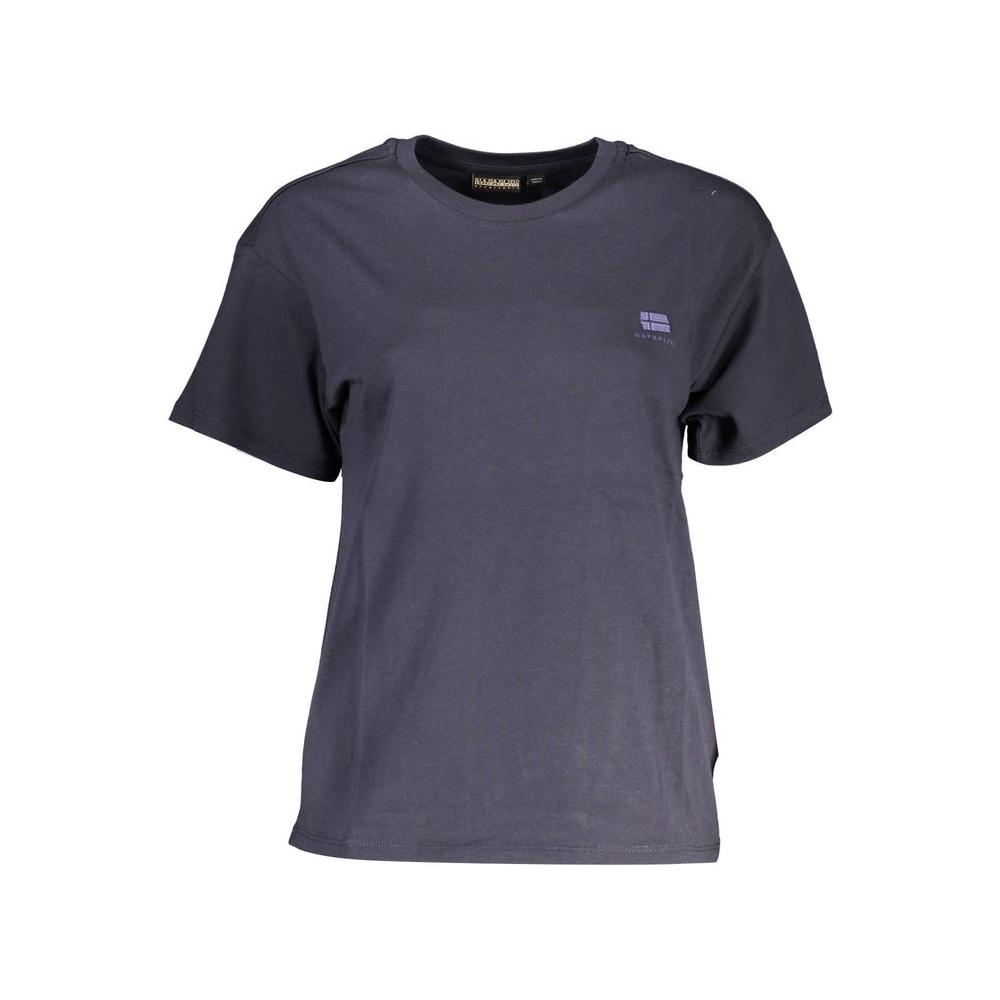 Napapijri Blue Embroidered Logo Tee with Chic Appeal Napapijri