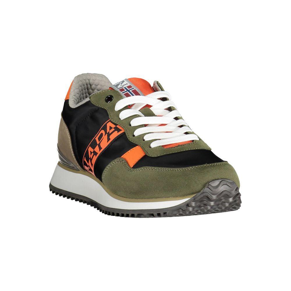 Napapijri Green Contrasting Lace-Up Sports Sneakers Napapijri