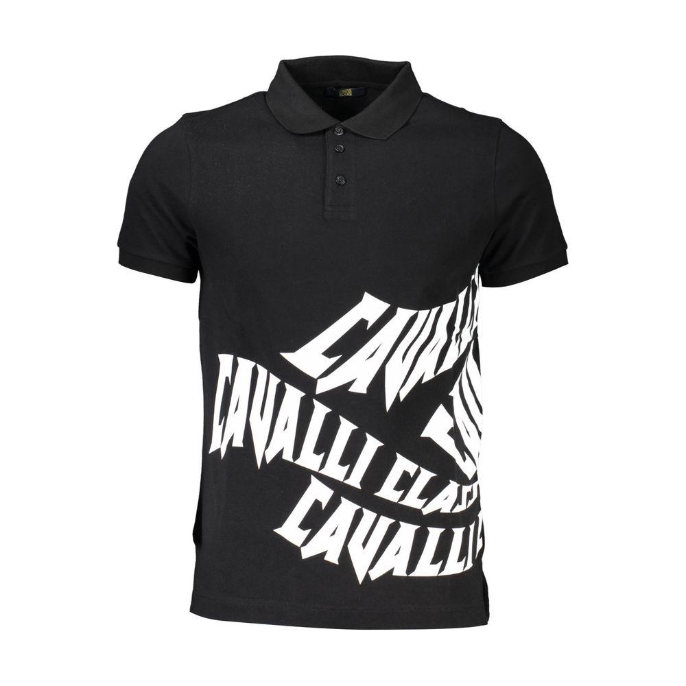 Cavalli Class Elegant Short-Sleeved Black Polo Cavalli Class