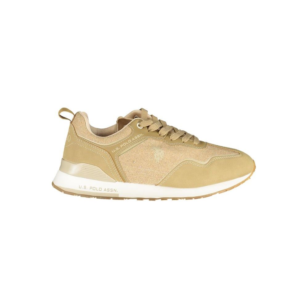 U.S. POLO ASSN. Contrast Lace-Up Sports Sneakers in Beige U.S. POLO ASSN.