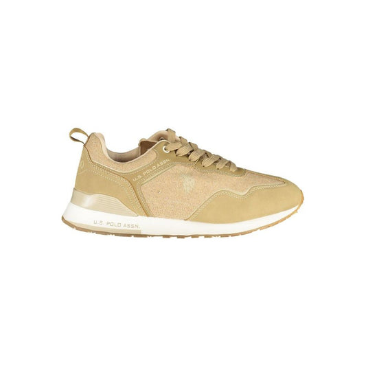 U.S. POLO ASSN. Contrast Lace-Up Sports Sneakers in Beige U.S. POLO ASSN.