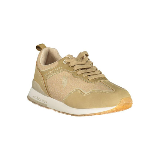 U.S. POLO ASSN. Contrast Lace-Up Sports Sneakers in Beige U.S. POLO ASSN.