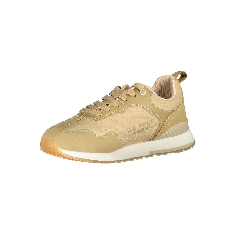 U.S. POLO ASSN. Contrast Lace-Up Sports Sneakers in Beige U.S. POLO ASSN.