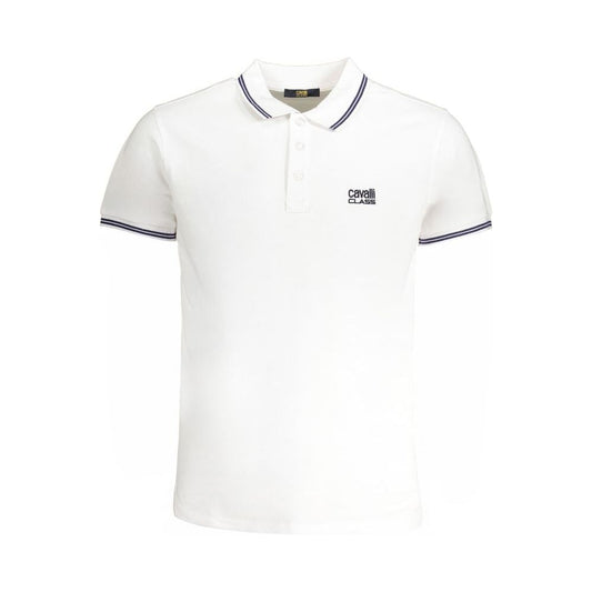 Cavalli Class White Cotton Polo Shirt