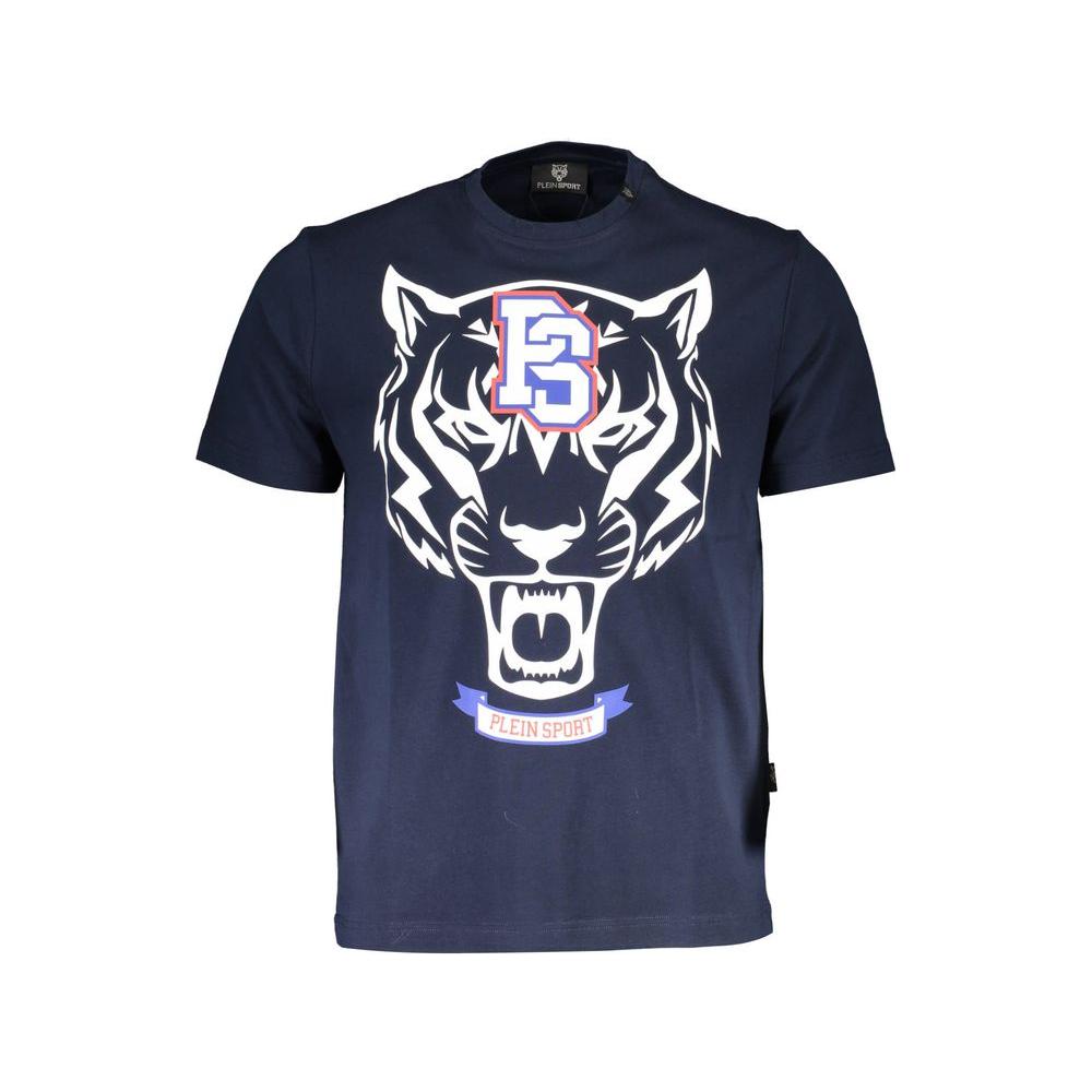 Plein Sport Electric Blue Cotton Tee with Exclusive Print Plein Sport