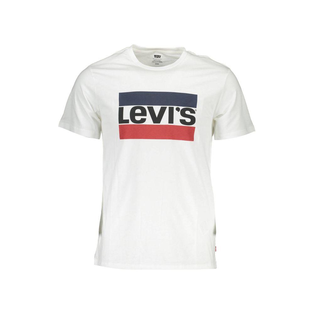 Levi's Crisp White Crew Neck Cotton Tee with Logo Print Levi's