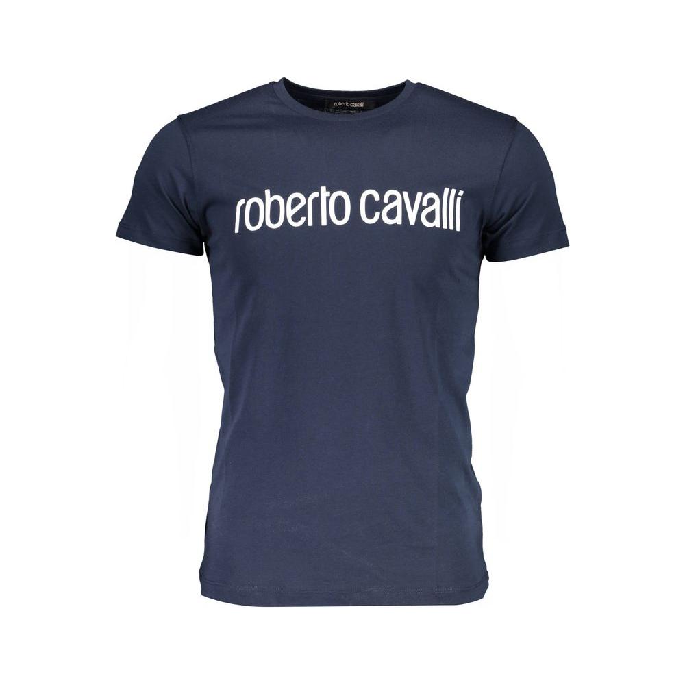 Roberto Cavalli Elegant Crew Neck Printed Tee - Summer Blue Roberto Cavalli