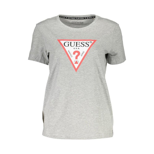 Guess Jeans Elite Gray Organic Cotton Tee for Her Guess Jeans