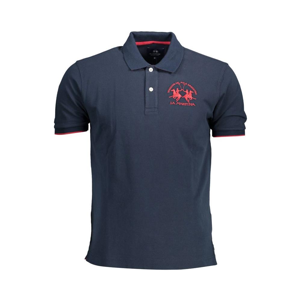 La Martina Dashing Blue Polo Shirt with Elegant Embroidery La Martina