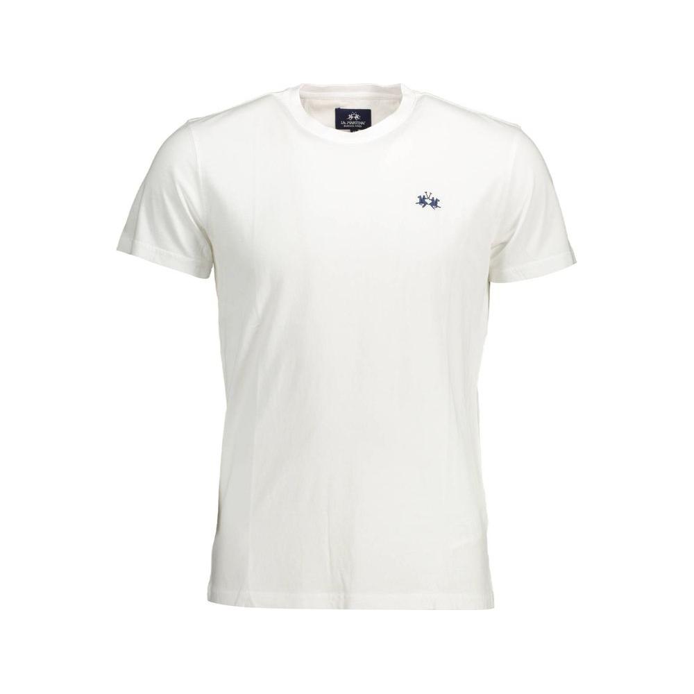 La Martina Elegant White Embroidered Tee for Men La Martina