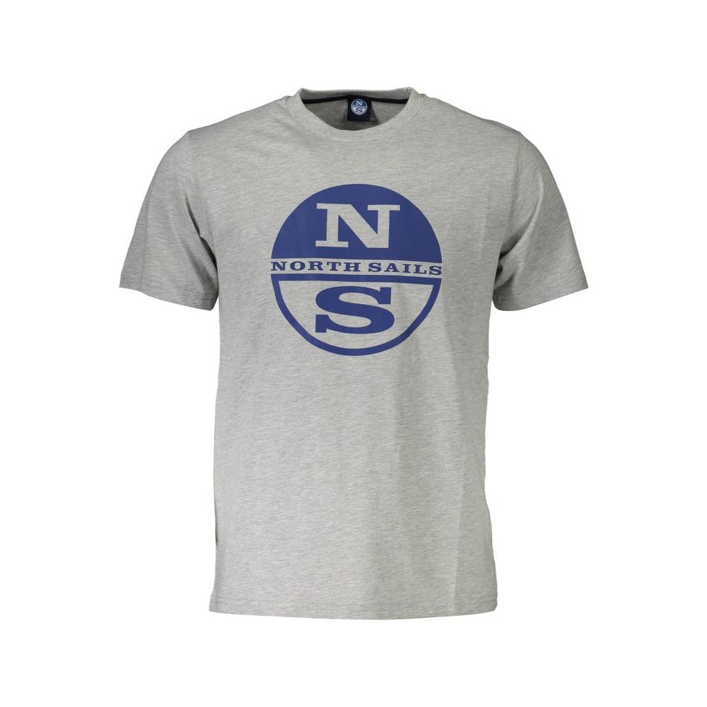 North Sails Sleek Gray Cotton T-Shirt with Iconic Print North Sails