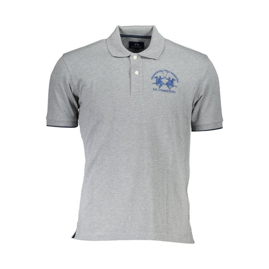 La Martina Elegant Gray Polo with Contrasting Details La Martina