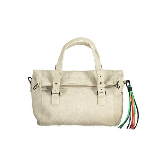 Desigual Chic White Contrasting Detail Handbag Desigual