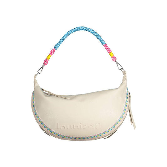 Desigual Chic White Embroidered Expandable Handbag Desigual