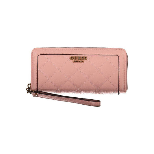 Guess Jeans Chic Pink Wallet with Contrast Zip & Logo Guess Jeans