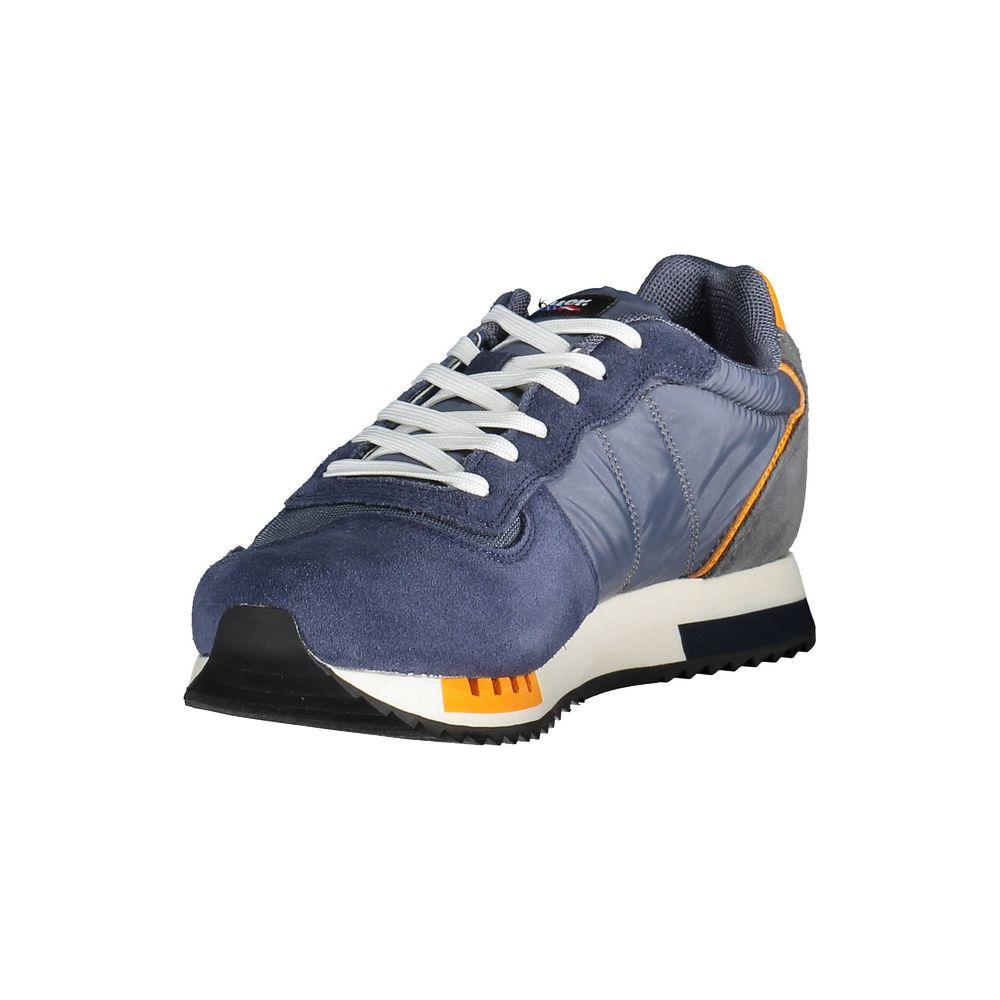 Blauer Elegant Blue Lace-up Sneakers with Contrast Details Blauer