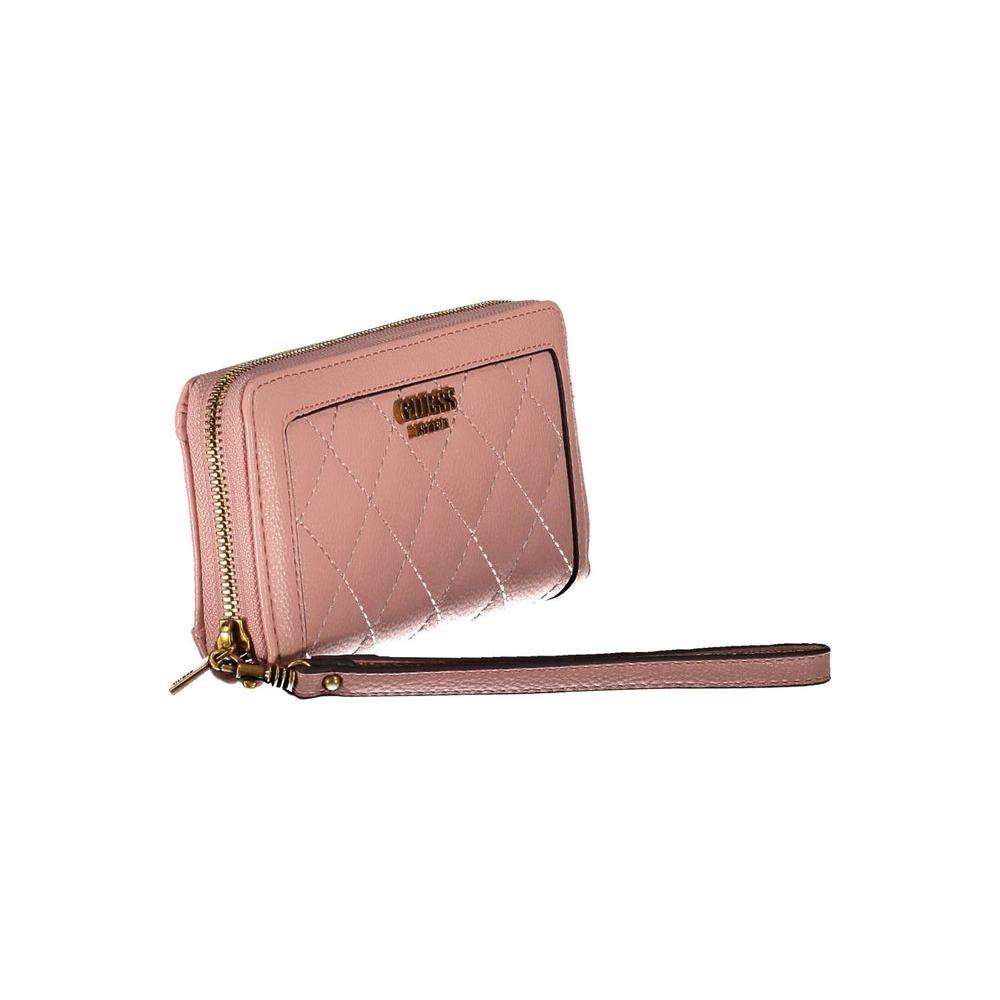 Guess Jeans Chic Pink Wallet with Contrast Zip & Logo Guess Jeans