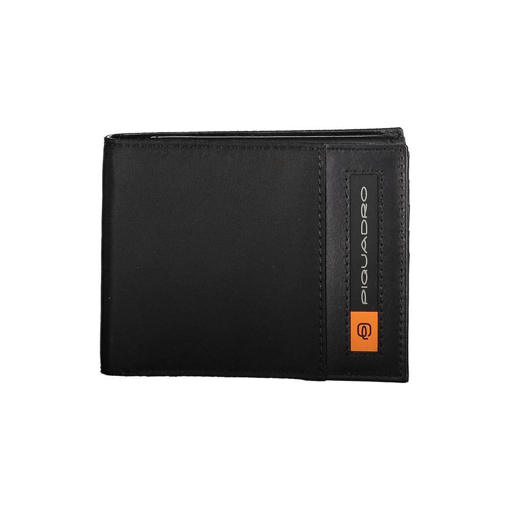 Piquadro Eco-Chic Contrast Detailed Black Wallet Piquadro