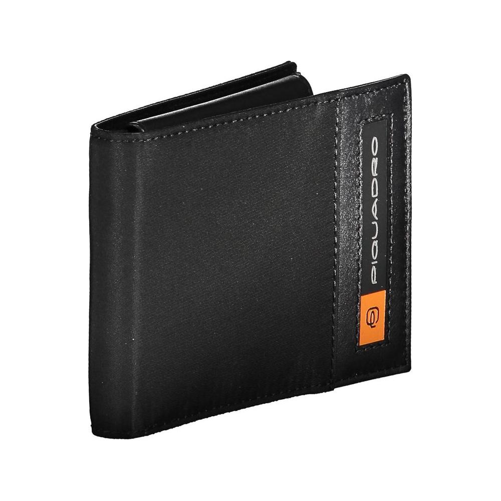 Piquadro Eco-Chic Contrast Detailed Black Wallet Piquadro