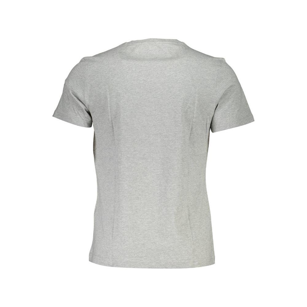 La Martina Elegant Gray Cotton Tee with Signature Print La Martina