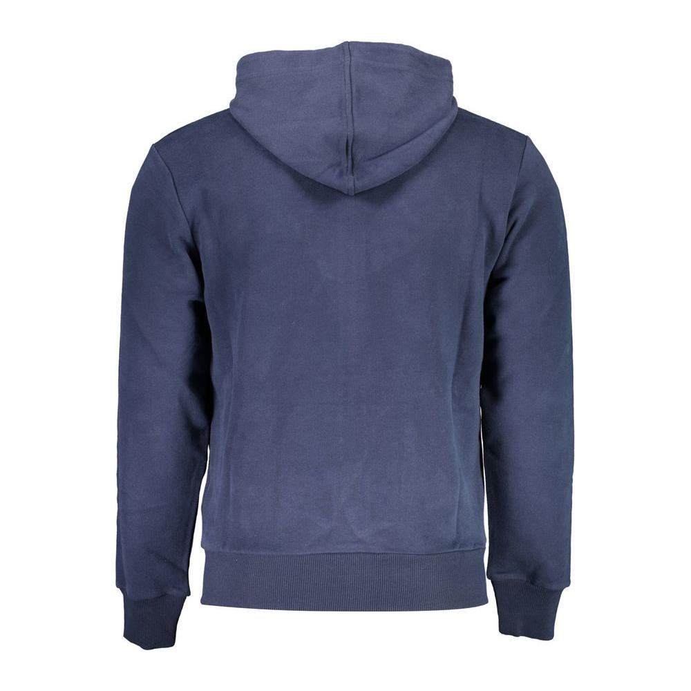 La Martina Elegant Blue Hooded Sweatshirt with Zip Detail La Martina