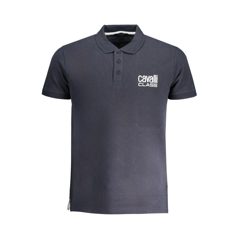 Cavalli Class Blue Cotton Polo Shirt