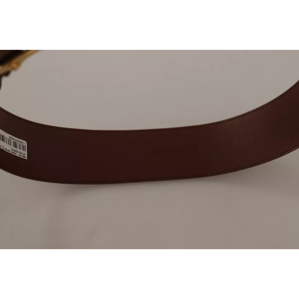 Dolce & Gabbana Brown Wide Waist Leather Gold Oval Metal Buckle Belt Dolce & Gabbana