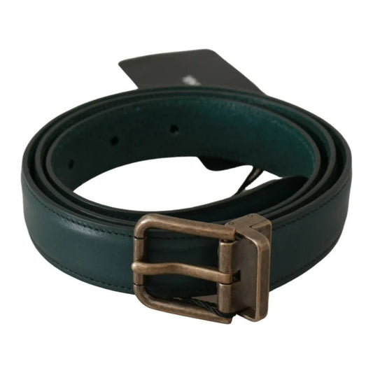 Dolce & Gabbana Green Gold Buckle Waist Leather Belt Dolce & Gabbana