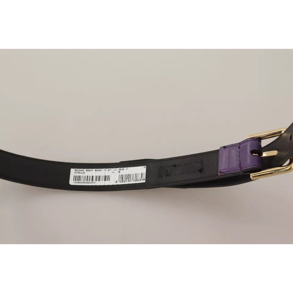 Dolce & Gabbana Purple Leather Gold Logo Engraved Metal Buckle Belt Dolce & Gabbana