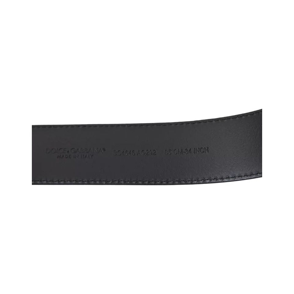 Dolce & Gabbana Silver Calf Leather Metal Logo Buckle Men Belt Dolce & Gabbana