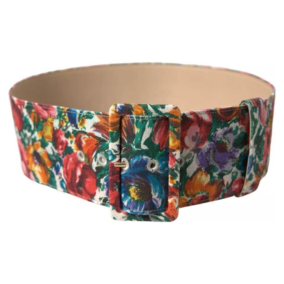 Dolce & Gabbana Multicolor Carretto Fabric Wide Waist Belt