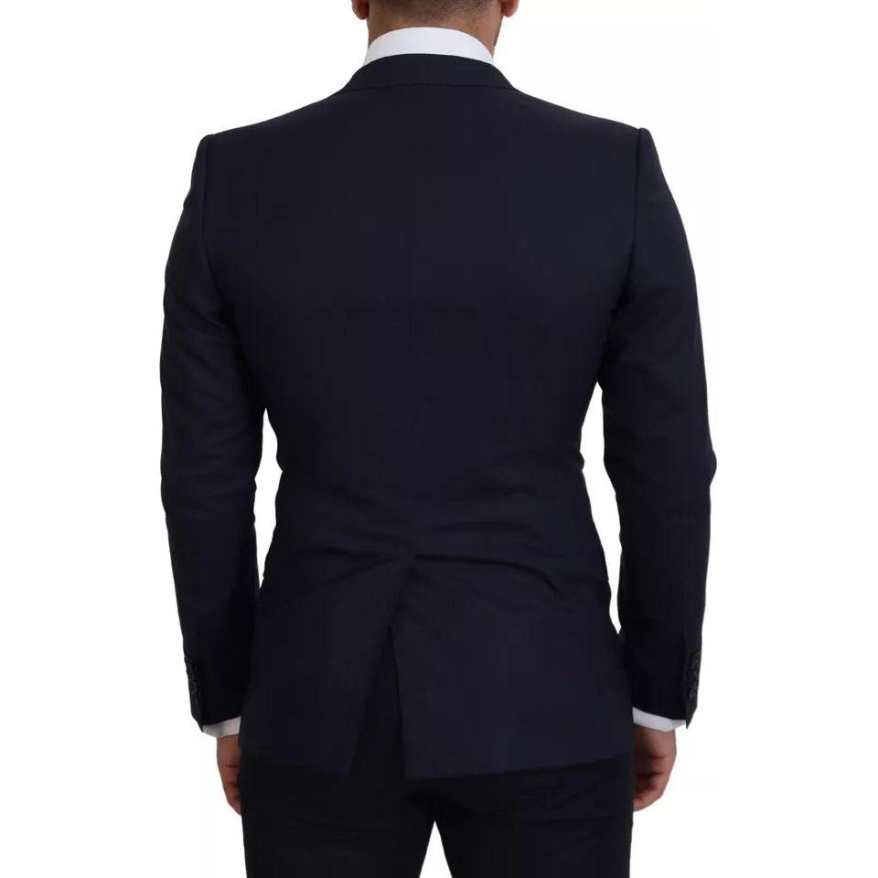 Dolce & Gabbana Blue Wool Slim Fit Formal Coat Men Blazer Dolce & Gabbana