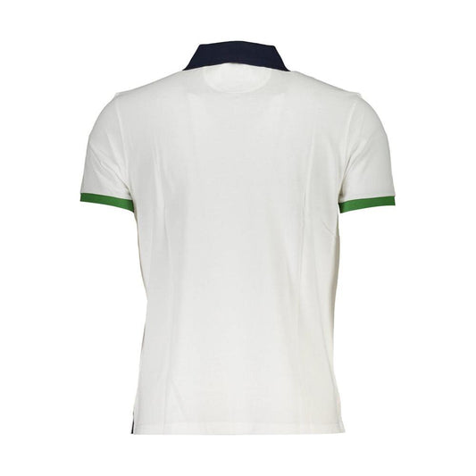 La Martina Elegant White Cotton Polo with Contrasting Accents La Martina