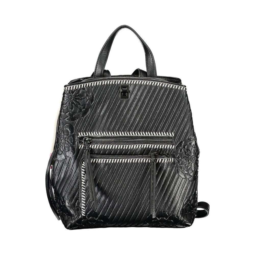 Desigual Chic Black Backpack with Contrast Details