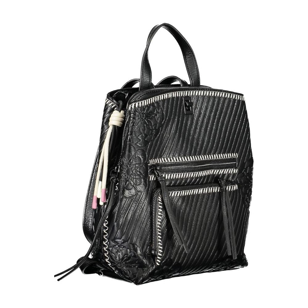 Desigual Chic Black Backpack with Contrast Details Desigual