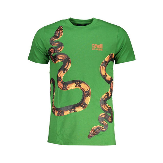 Cavalli Class Green Cotton T-Shirt Cavalli Class