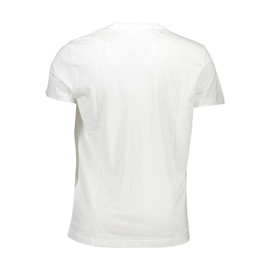 Diesel White Cotton Crew Neck Tee with Print Logo Diesel