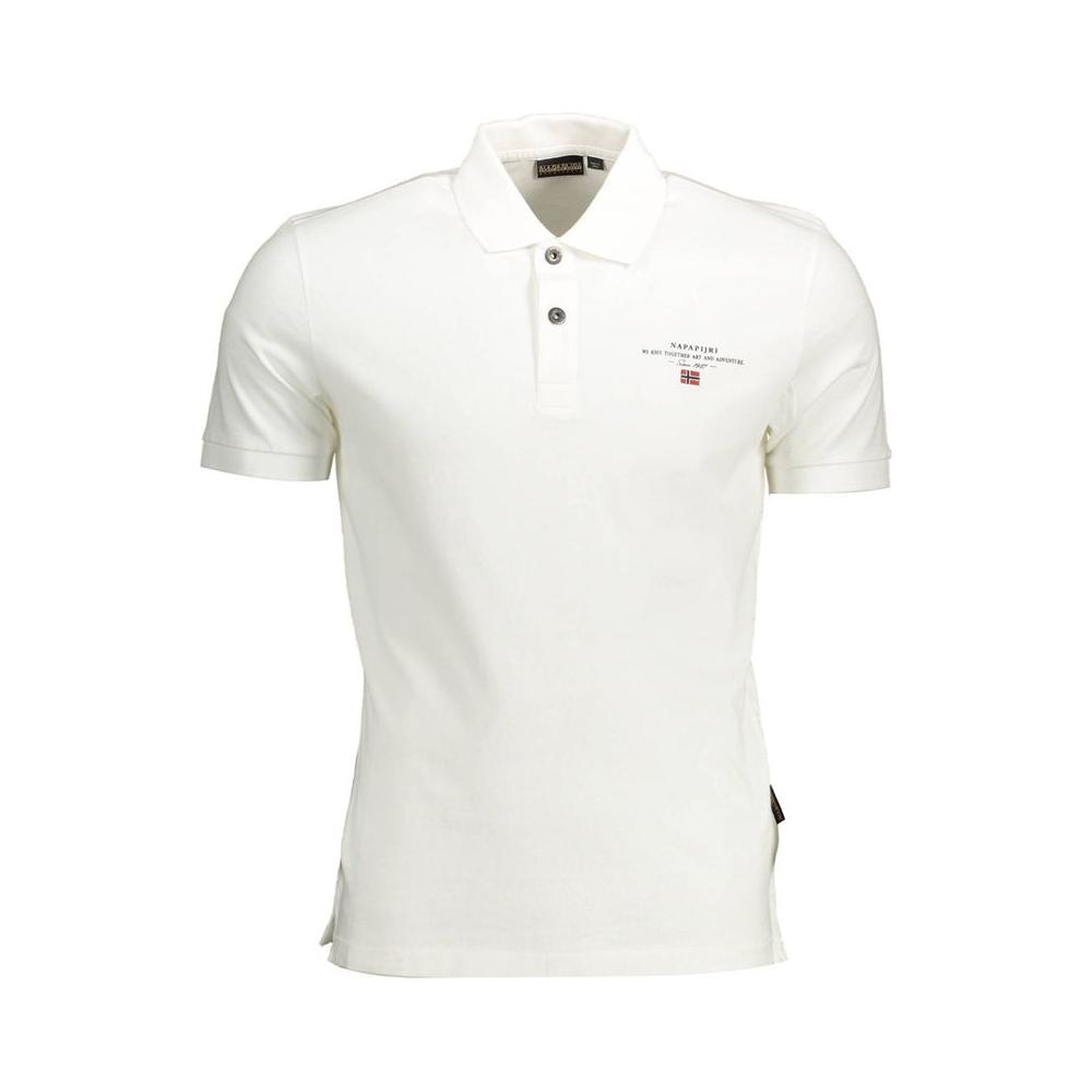 Napapijri Elegant White Cotton Polo with Embroidery Napapijri