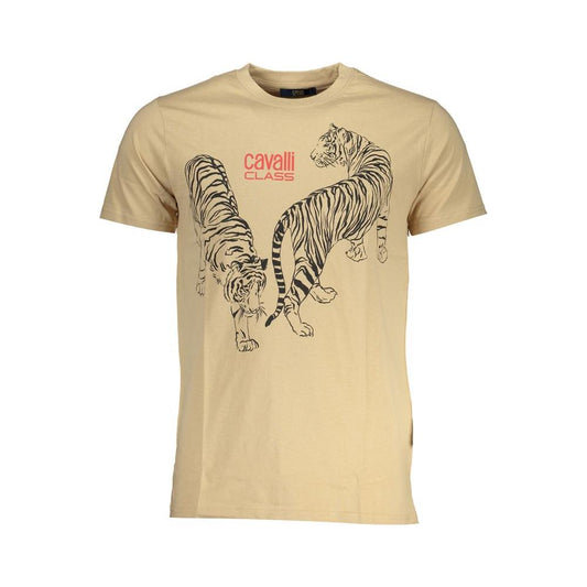 Cavalli Class Beige Cotton T-Shirt Cavalli Class