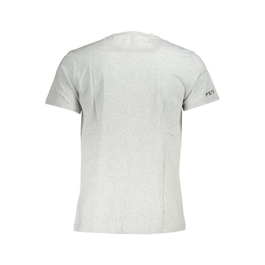 La Martina Elegant Gray Round Neck Tee with Iconic Logo La Martina