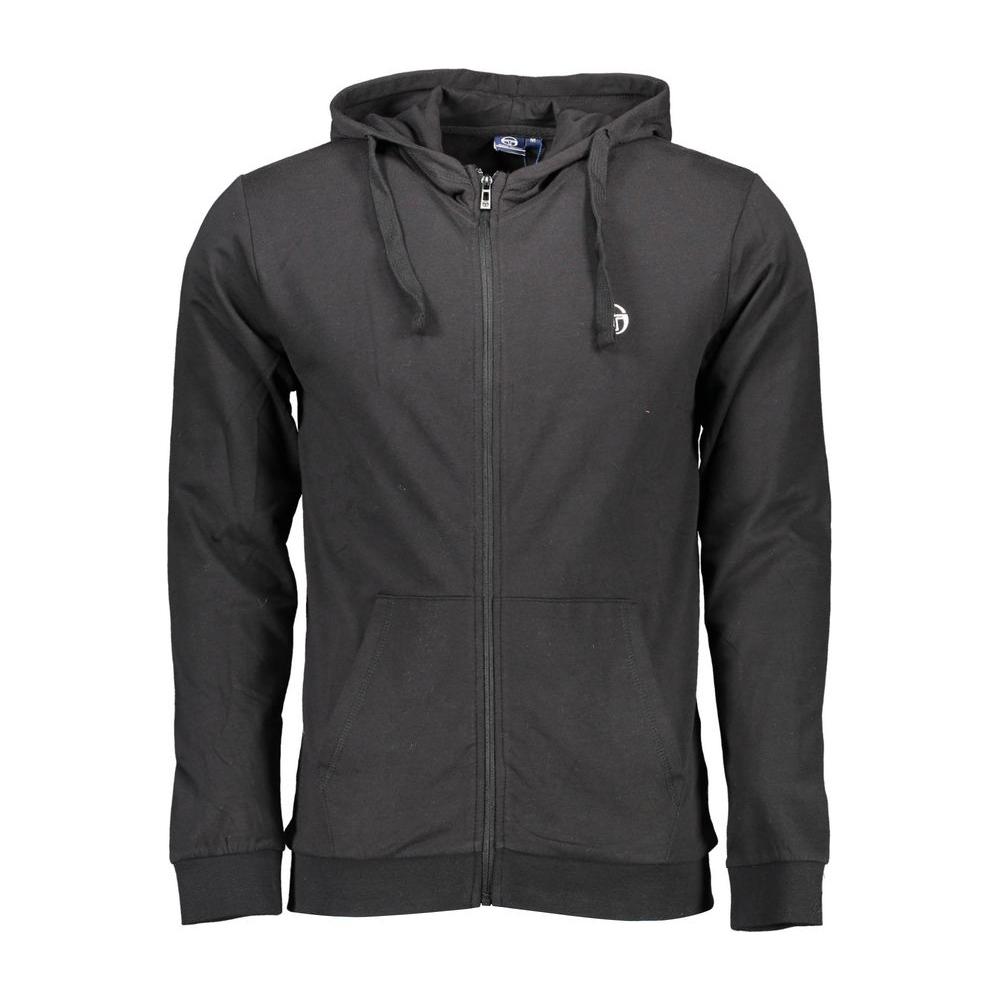 Sergio Tacchini Elegant Black Hooded Zip Sweatshirt Sergio Tacchini