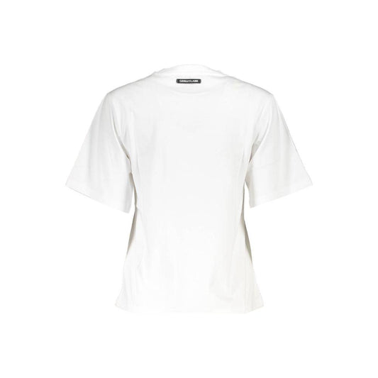 Cavalli Class Elegant White Cotton Tee with Designer Print Cavalli Class